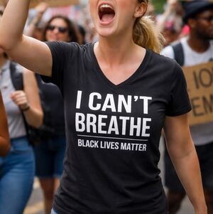 BLM Black Lives Matter I Can't Breathe V Neck Tee Shirt Size Small NWT